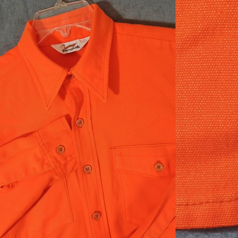 Vintage Duxbak Shirt Unisex Large‎ Hunter Orange Heavyweight Outdoor Utica USA